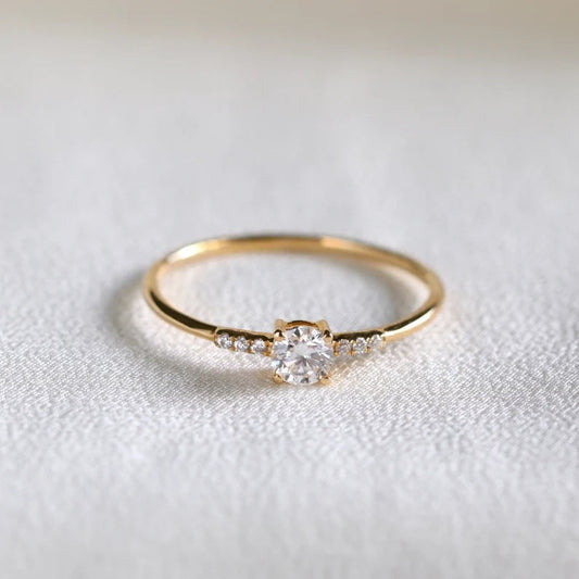 Round Cut Sterling Silver Engagement Ring
