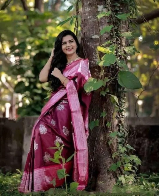 Soft Lichi Silk Sari, Traditional Saree & Blouse