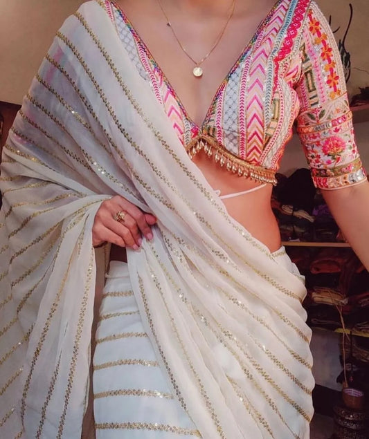 Women's Wedding Festival Wear Heavy Georgette Saree,Party Bollywood Sari & Blouse
