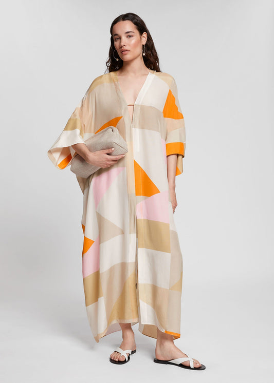 Soft Silk Crepe Beach Wear Women's Long Kaftan