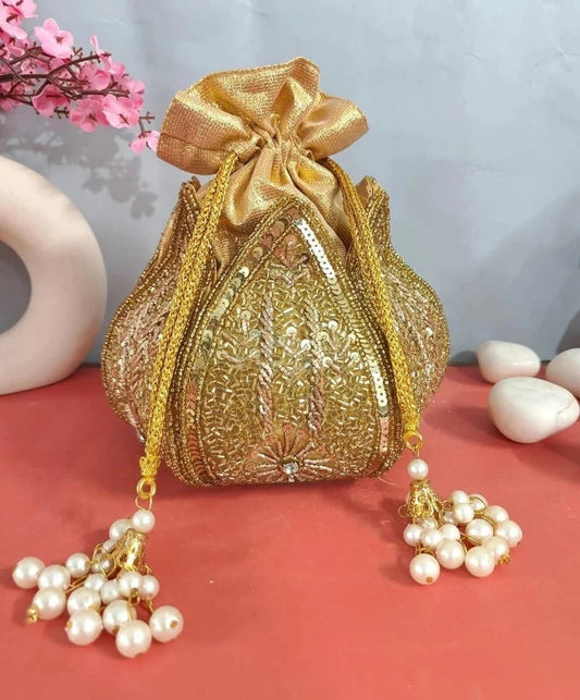 Designer Lotus Potli Bag