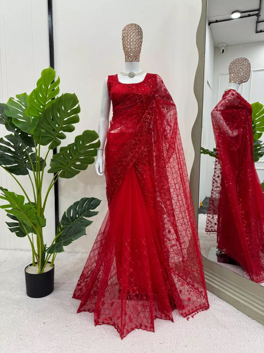 Soft Net Saree – Lightweight, Elegant & Flowing Design Sari & Blouse