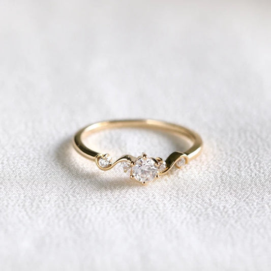 Solid Gold Diamond Engagement Ring