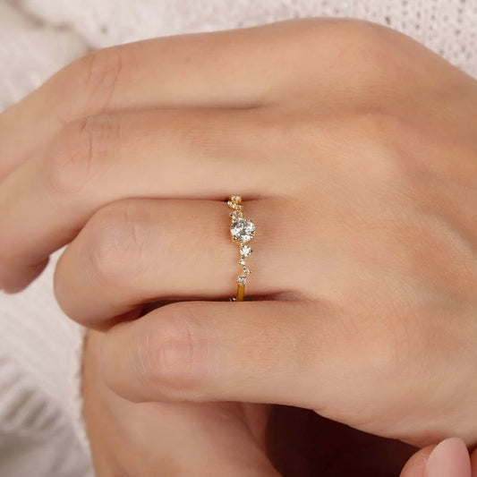 Minimalist Cluster Engagement Ring