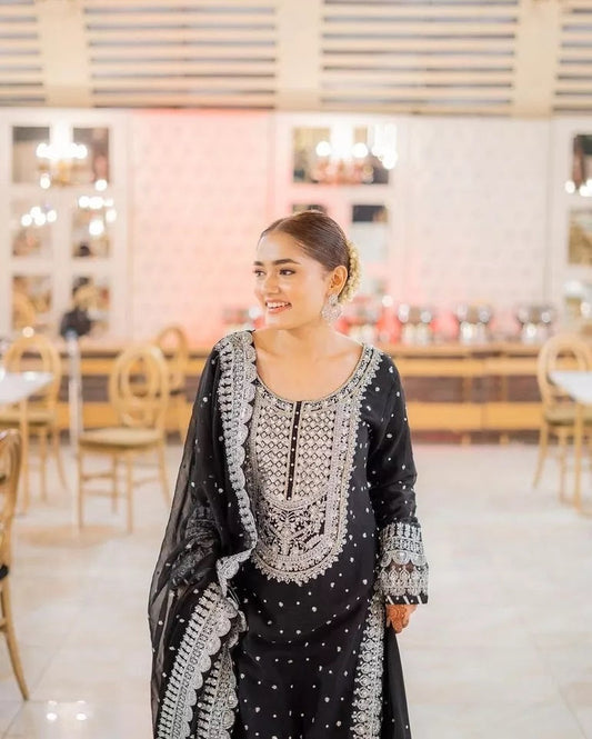 Bollywood Style Faux Georgette Top Sharara With Dupatta