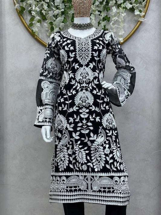 Faux Georgette Beautiful Traditional Kurti & Pant Set