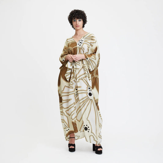 French Moss Printed Women's Long Kaftan