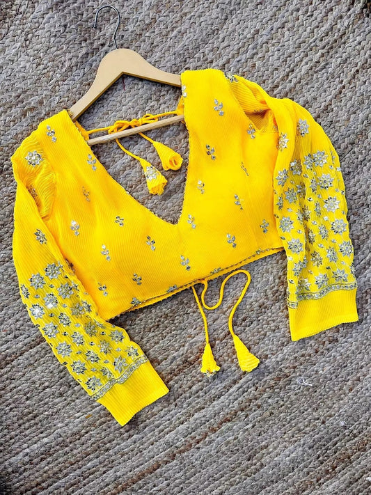 Georgette Full Stitched Wedding Style Fancy Blouse Choli