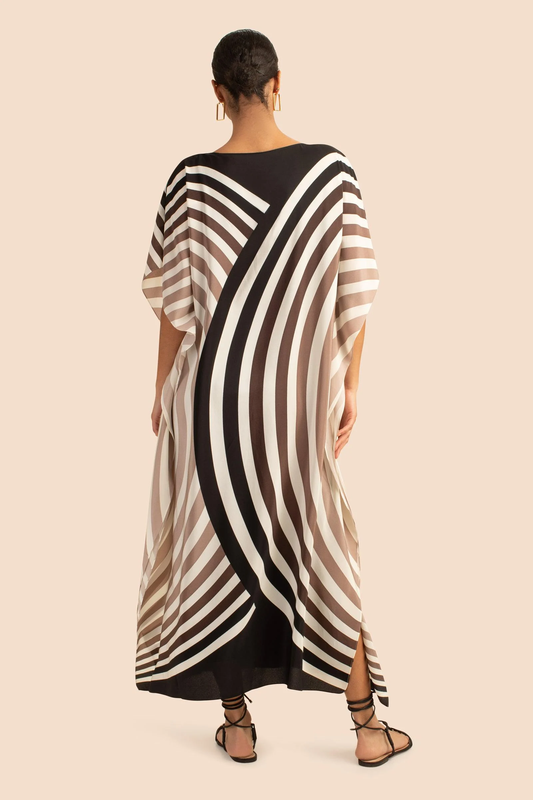 Soft Satin Silk Kaftan, Digital Printed Long Caftan