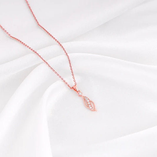 Rose Gold Leaflet Pendant With Link Chain