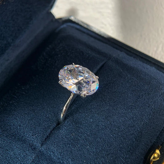 Oval Cut Diamond Sterling Silver Ring