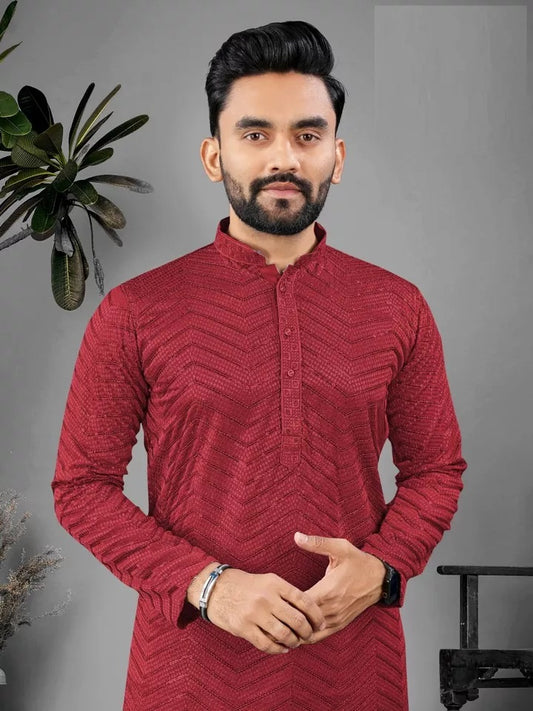 Men's Full Stitched Rayon Viscose Indian Bollywood Ethnic Kurta Pajama Set