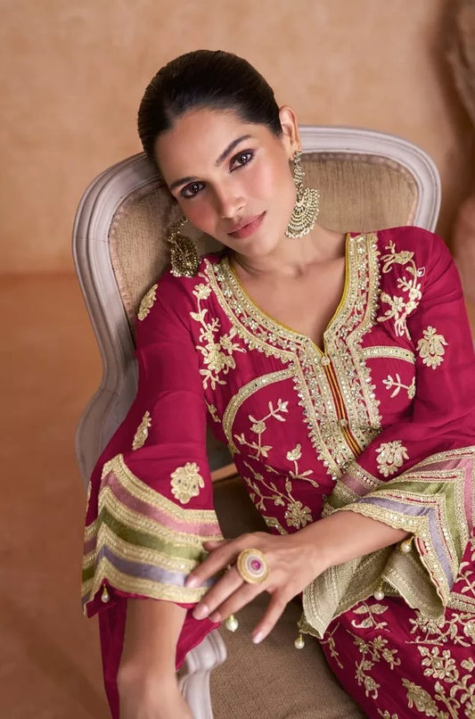 Heavy Chinon With Embroidery & Sequence Work Salwar Kameez