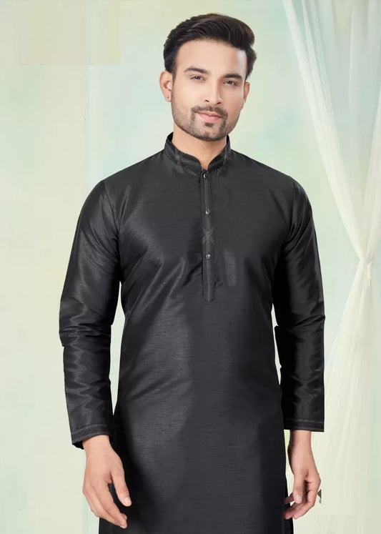 Men's Classic Pure Silk Kurta Pajama Set, Wedding Party Wear Kurta Set