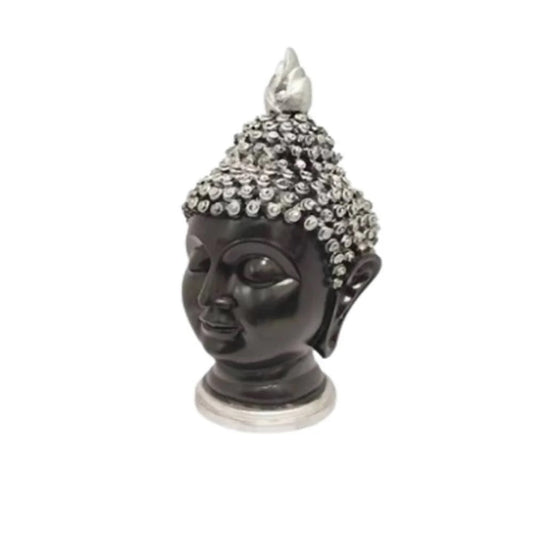 Elegant Silver Buddha Face Idol – Polyresin Decorative Sculpture