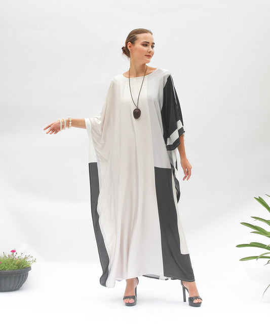 Modest Wear Women's Caftan, Silk Printed Long Kaftan