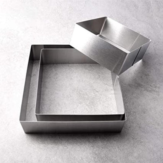 Stainless Square Shaped Steel Cake Ring | Set of 9