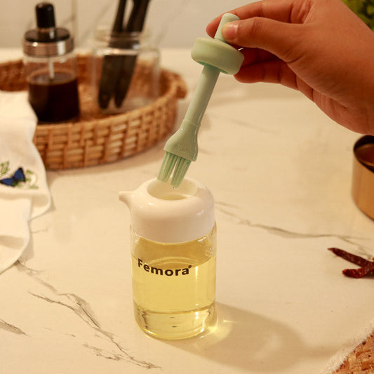 Borosilicate Glass 2-in-1 Brush & Oil Jar | 200 ML | Set of 3