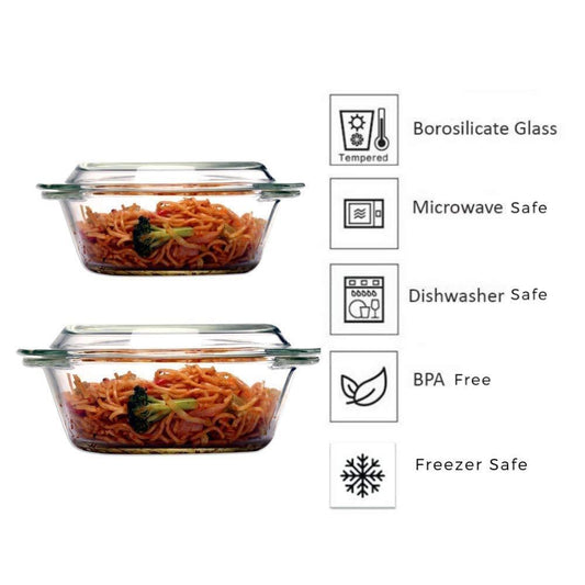 Borosilicate Glass Multipurpose Casseroles | 1L & 2L | Set of 2