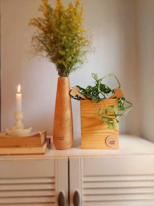 Cube Planter in Pine Wood | 8"