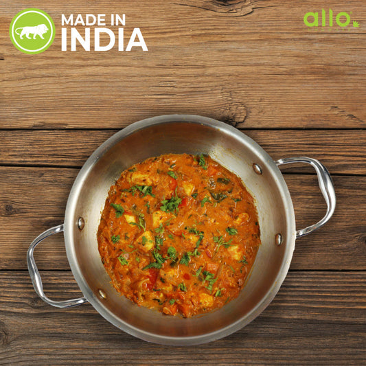Allo Isla CookSafe Triply Kadhai With Stainless Steel Lid | Non Toxic |1.2L, 1.5L, 2L, 3L, 4L, 5.5L, 6.8L, 7L