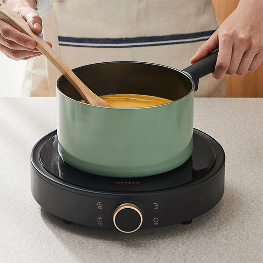 LocknLock Decore Green Sauce Pan | Safe for all cooktops| 2.4 Litres