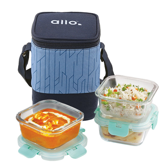 Averll Safe Glass Lunch box | Set Of 3 | Multiple Colors