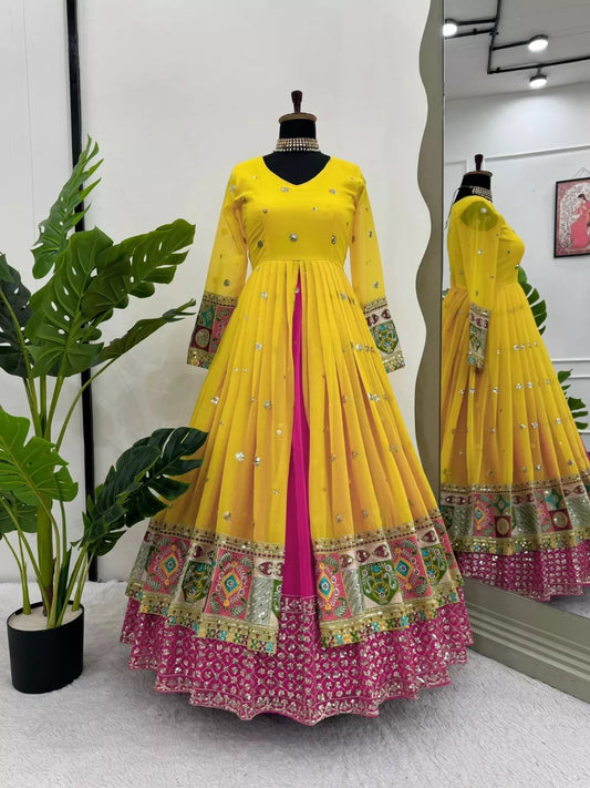 Faux Georgette With Sequence Work Top Lehenga & Dupatta Set