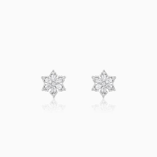 Silver Flowery Snowflake Studs
