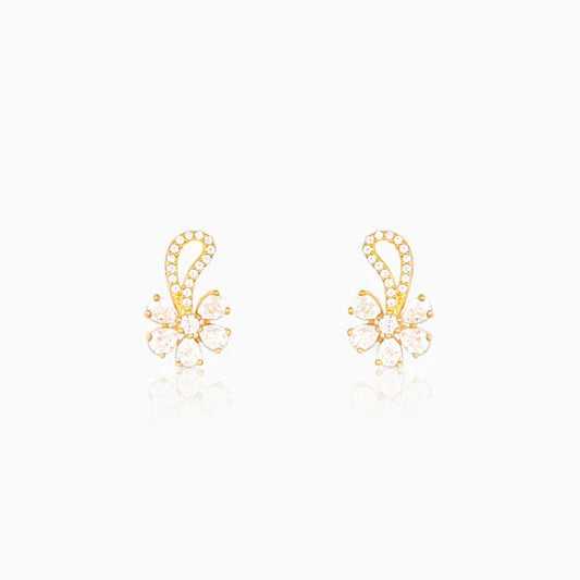 Golden White Floral Damsel Earrings