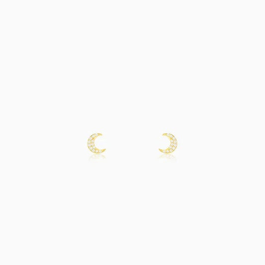 Golden Crescent Zircon Tiny Earrings