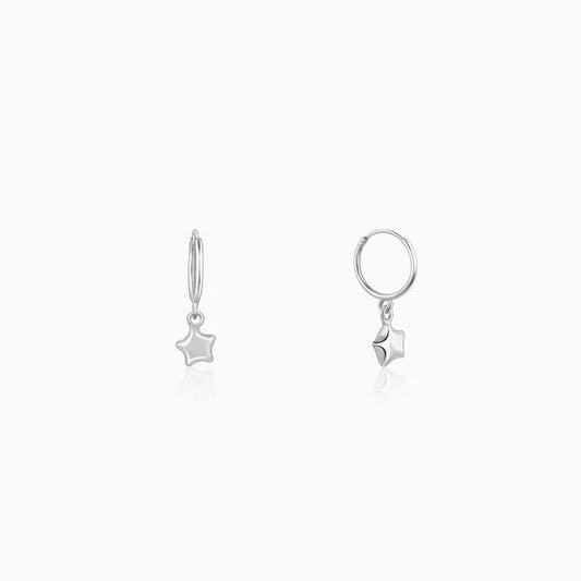 Silver Mini Star Hoop Earrings
