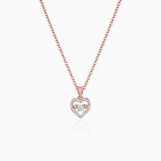 Rose Gold Love Heart Pendant with Link Chain