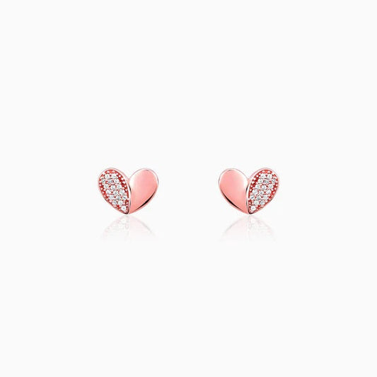Rose Gold Made for Each Other Stud Earrings