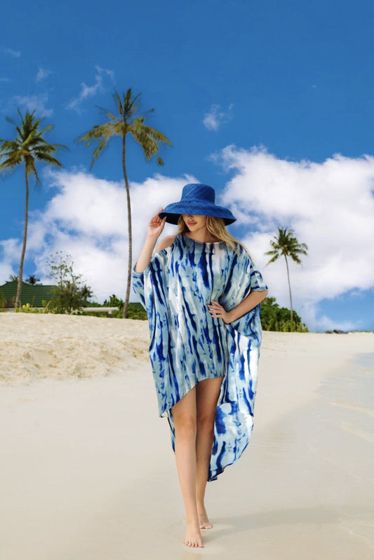 Cotton Blend Printed Beach Wear Short Kaftan For Women's