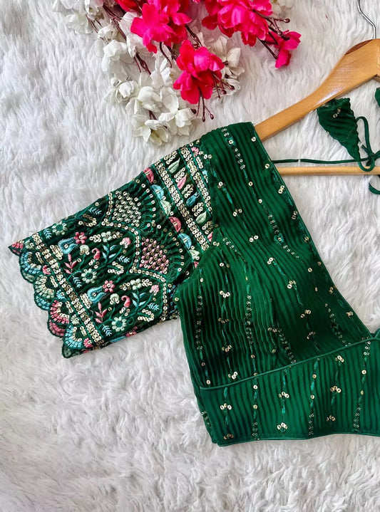 Full Stitched Blooming Georgette Wedding Party Wear Ethnic Blouse Choli