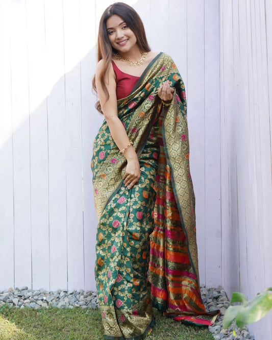 Women's Wedding Wear Banarsi Soft Silk Saree & Blouse