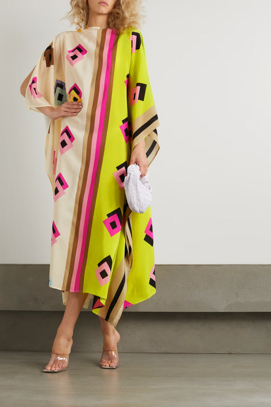 Printed Women's French Moss Long Kaftan