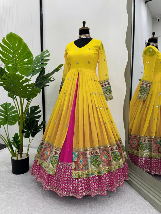 Faux Georgette With Sequence Work Top Lehenga & Dupatta Set