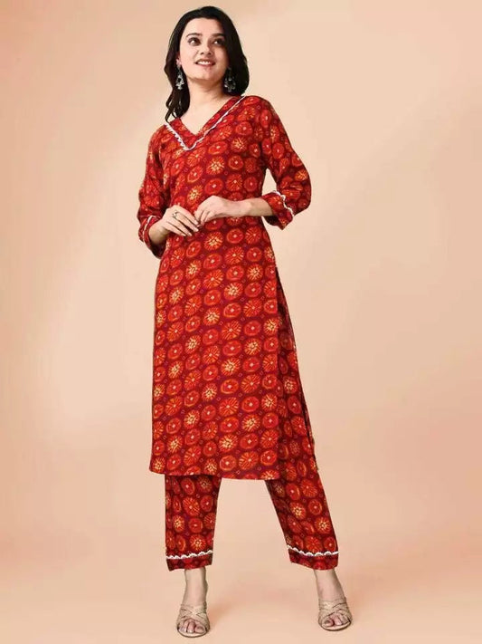 Fancy Full Stitched Delta Silk & Printed Work Top Bottom