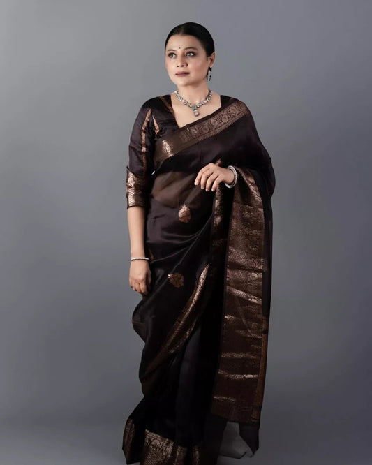 Bollywood Party Banarasi Soft Silk Saree,Classic Wedding Sari & Blouse