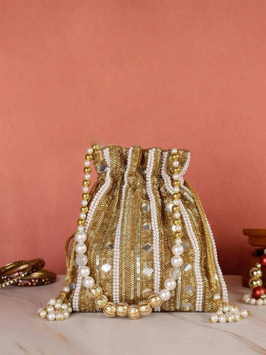 Designer Artificial Mirror Potli Bag