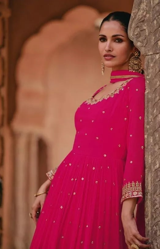 Heavy Faux Georgette Top Bottom & Dupatta Set