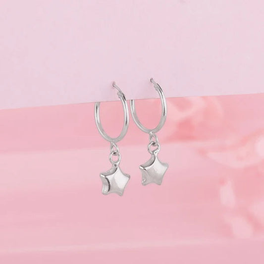 Silver Mini Star Hoop Earrings