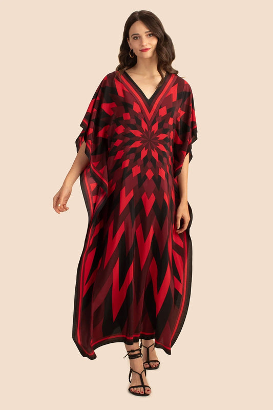 Maxi Silk Crepe Kaftan Dresses For Women's