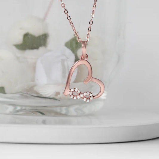 Rose Gold Infinity Heart Pendant with Link Chain