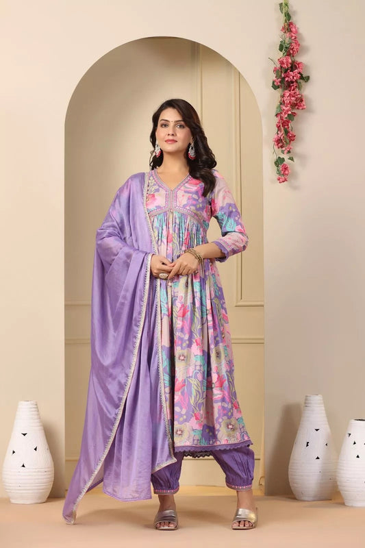 Full Stitched Muslin With Digital Print Top Pant & Dupatta