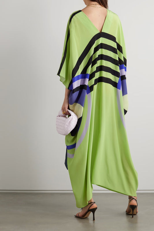 Women Casual Wear Silk Crepe Printed Long Kaftan