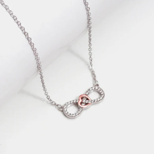 Rose Gold Studded Infinity Heart Pendant