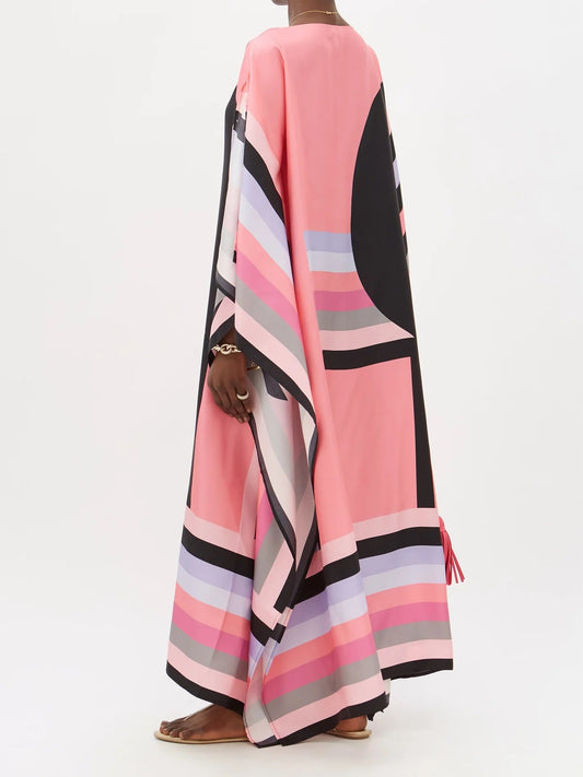 Summer Wear Printed Caftan, Silk Crepe Kaftan